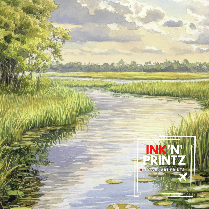 Everglades Watercolor Painting Florida Landscape Art Everglades Poster Scenic Watercolor Nature Art Everglades Wildlife Decor