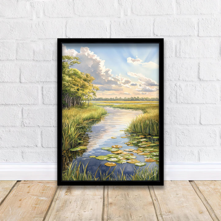 Everglades Watercolor Painting Florida Landscape Art Everglades Poster Scenic Watercolor Nature Art Everglades Wildlife Decor