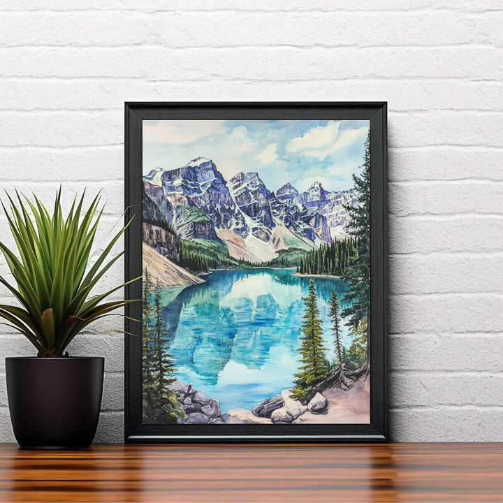 Banff Watercolor Painting Canadian Landscape Art Banff Poster Scenic Mountain Art Watercolor Nature Decor