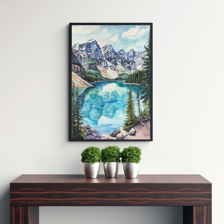 Banff Watercolor Painting Canadian Landscape Art Banff Poster Scenic Mountain Art Watercolor Nature Decor