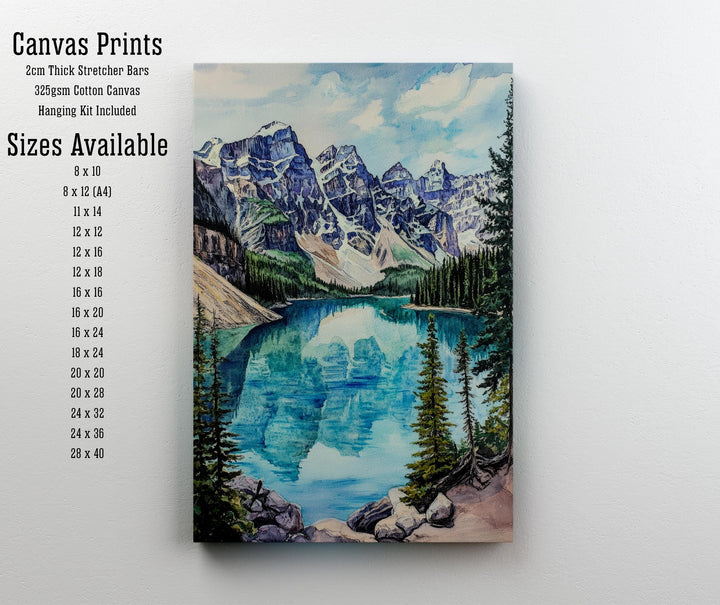Banff Watercolor Painting Canadian Landscape Art Banff Poster Scenic Mountain Art Watercolor Nature Decor