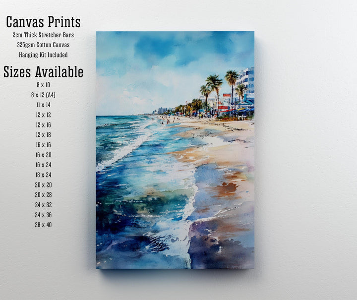 Galveston Beach Watercolor Painting Texas Coastal Art Galveston Poster Seascape Watercolor Beach Art Scenic Texas Decor