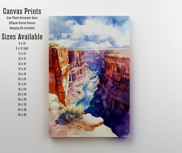 Grand Canyon Watercolor Painting Canyon Landscape Art Grand Canyon Poster Scenic Watercolor Nature Art Desert Decor
