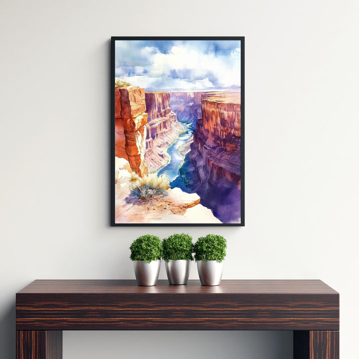 Grand Canyon Watercolor Painting Canyon Landscape Art Grand Canyon Poster Scenic Watercolor Nature Art Desert Decor