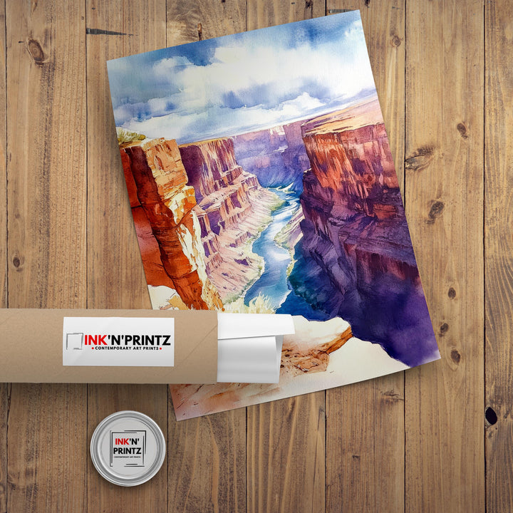 Grand Canyon Watercolor Painting Canyon Landscape Art Grand Canyon Poster Scenic Watercolor Nature Art Desert Decor