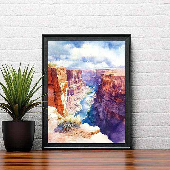 Grand Canyon Watercolor Painting Canyon Landscape Art Grand Canyon Poster Scenic Watercolor Nature Art Desert Decor