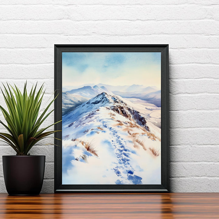 Cat Bells Watercolor Painting, Lake District Art, Cat Bells Mountain Poster, Watercolor Landscape, Nature Wall Art, UK Travel Decor