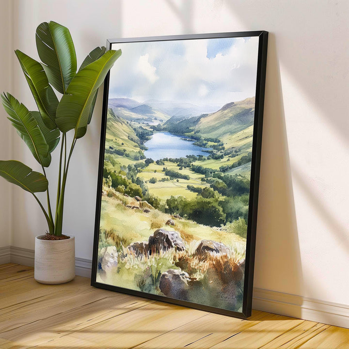 Cat Bells Watercolor Painting, Lake District Art, Cat Bells Mountain Poster, Watercolor Landscape, Nature Wall Art, UK Travel Decor