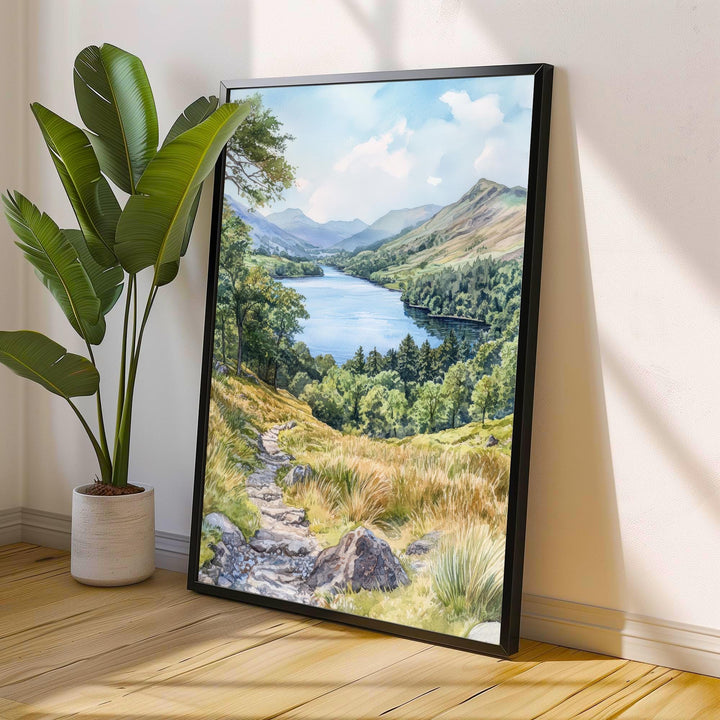Coniston Water Lake District Watercolor Painting, Lake District Landscape Art, Coniston Water Poster, UK Nature Art, Watercolor Lake Painting