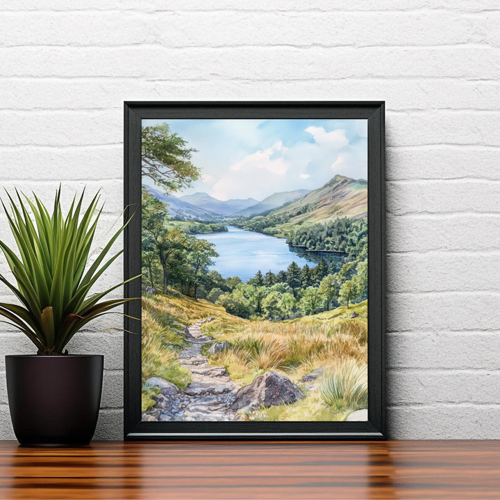 Coniston Water Lake District Watercolor Painting, Lake District Landscape Art, Coniston Water Poster, UK Nature Art, Watercolor Lake Painting