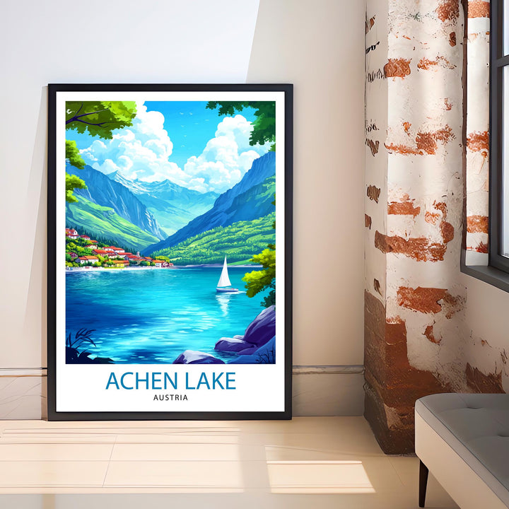 Achen Lake Travel Poster Austria Landscape Art Achen See Poster Scenic Austrian Lake Poster Nature Travel Decor