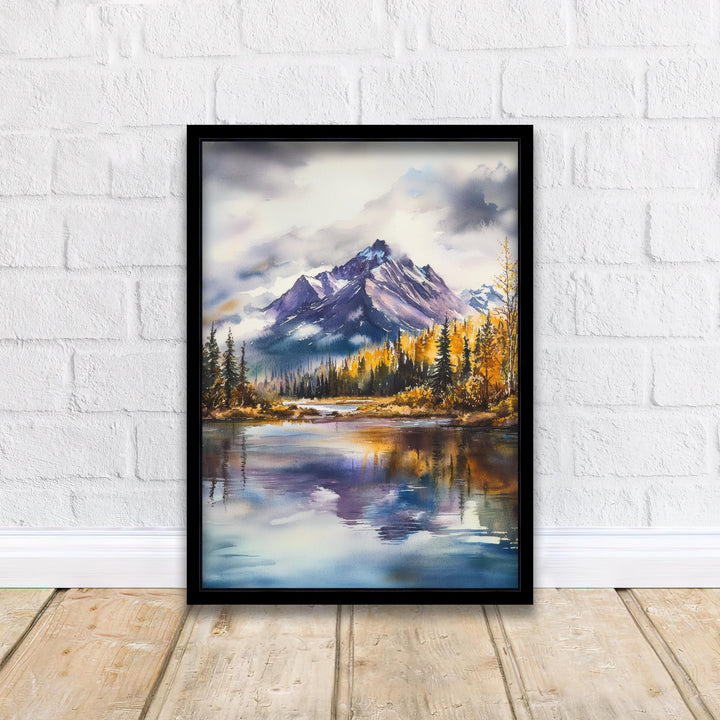 Alaska Watercolor Poster Alaskan Landscape Art Alaska Nature Poster Watercolor Mountain Art Scenic Alaska Decor
