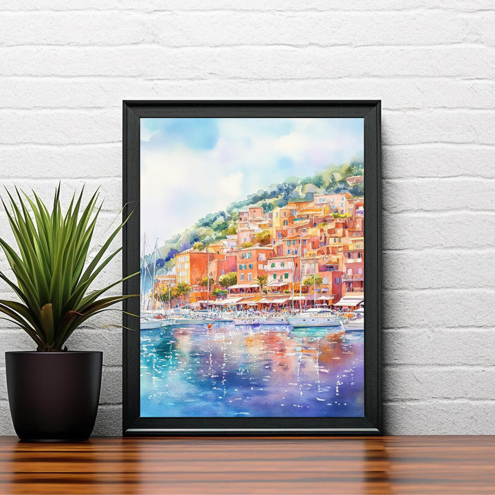 Villefranche sur Mer France Watercolor Painting French Riviera Art Watercolor Coastal Landscape Villefranche Print Mediterranean Wall Decor