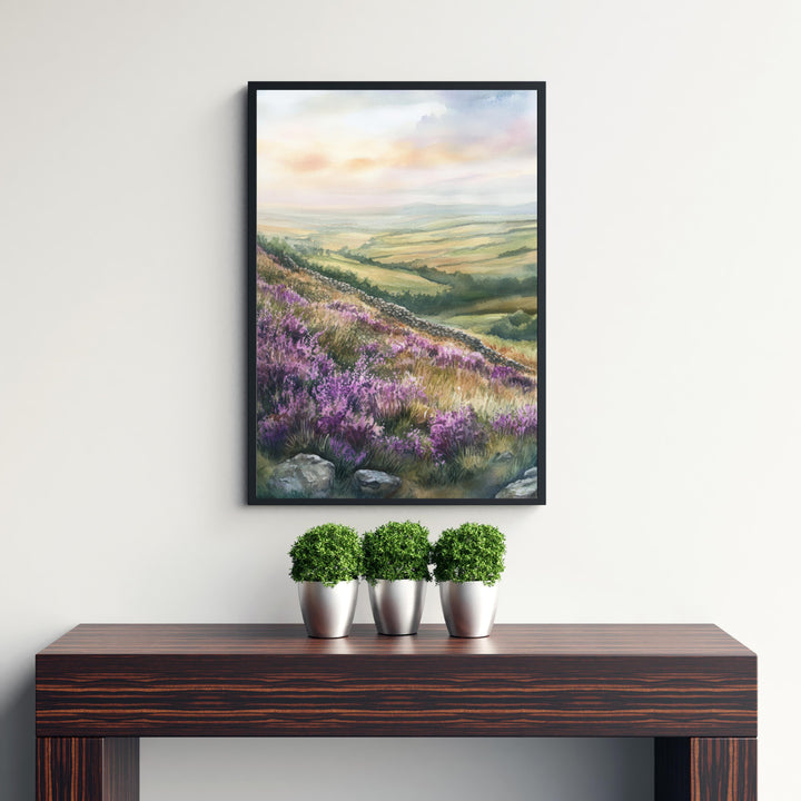 Peak District Watercolor Painting UK Landscape Art Watercolor Hills Peak District Poster Nature