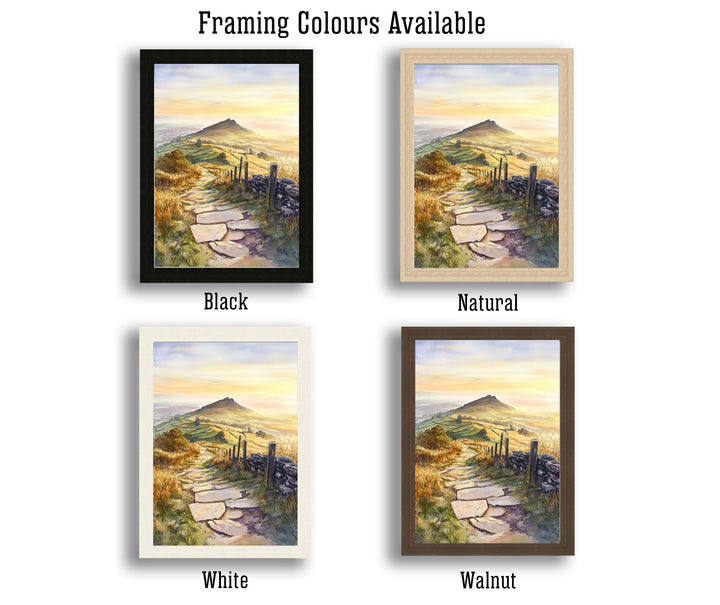 Peak District Watercolor Painting UK Landscape Art Watercolor Hills Peak District Poster Nature
