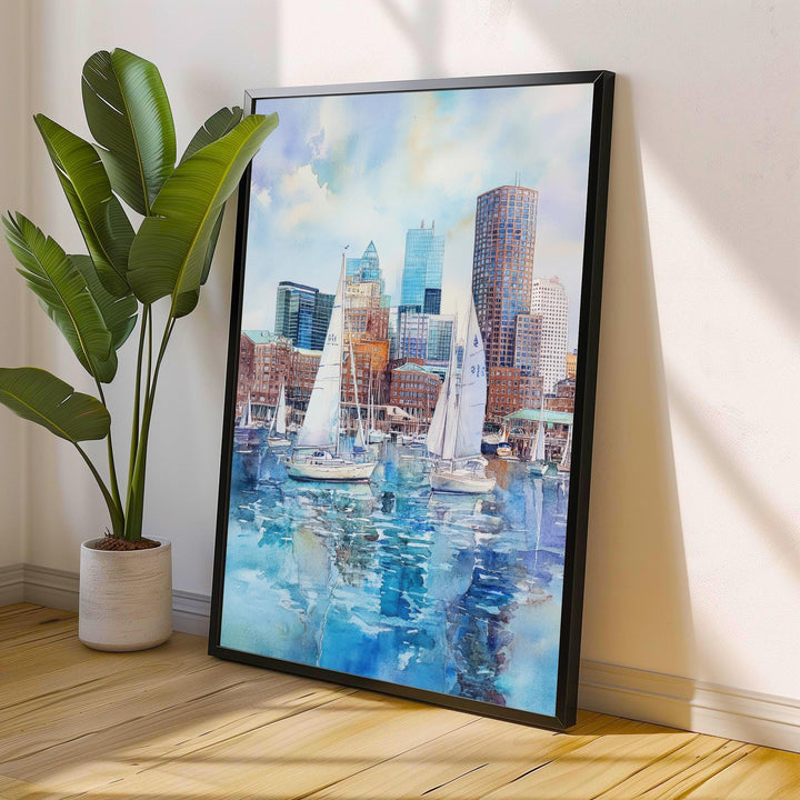 Boston Watercolor Painting Boston City Art Watercolor Landscape Boston Poster Urban