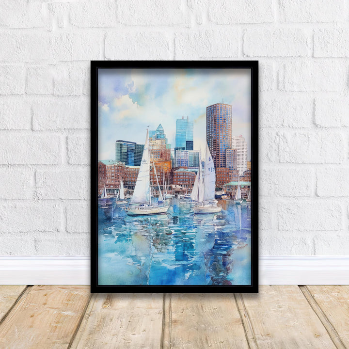 Boston Watercolor Painting Boston City Art Watercolor Landscape Boston Poster Urban