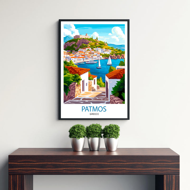 Patmos Greece Travel Poster Greek Island Art Patmos Poster Greece Travel Decor Scenic Patmos Art Aegean Island Poster