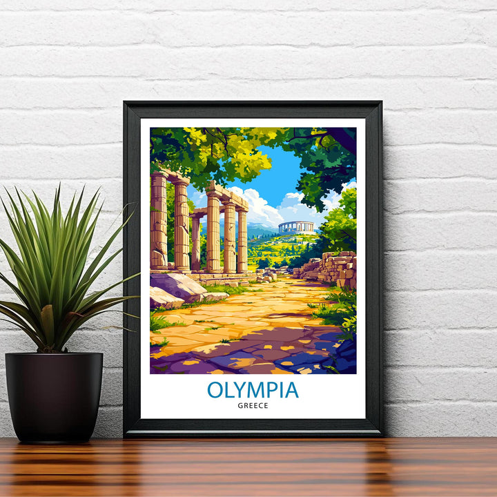 Olympia Travel Poster Ancient Greece Art Poster Historic Olympia Poster Greece Ruins