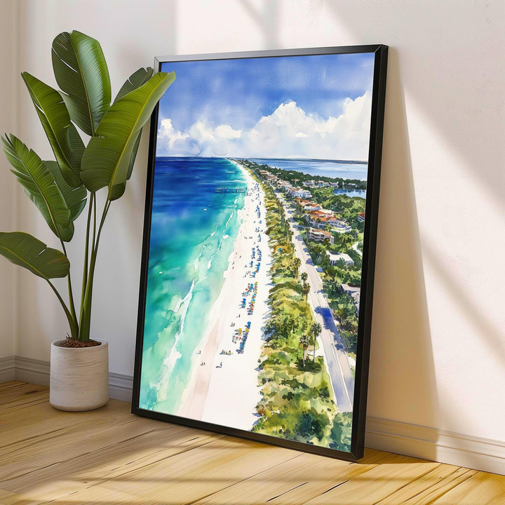 Anna Maria Island Watercolor Painting Florida Beach Art Anna Maria Poster Coastal Decor Scenic Island Art