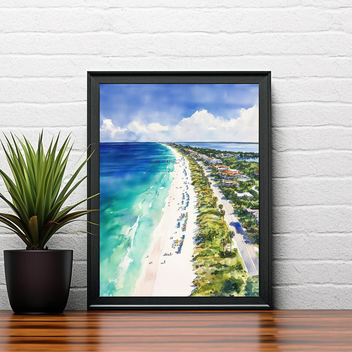 Anna Maria Island Watercolor Painting Florida Beach Art Anna Maria Poster Coastal Decor Scenic Island Art