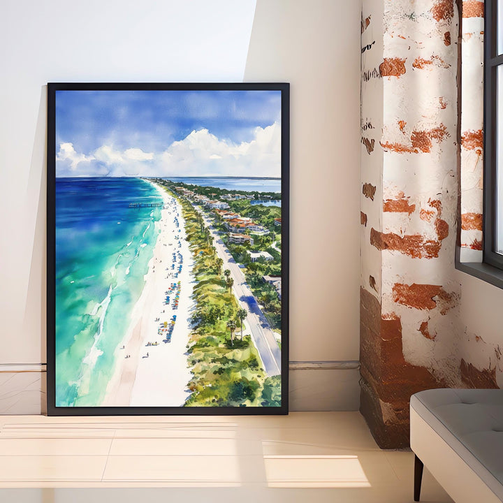 Anna Maria Island Watercolor Painting Florida Beach Art Anna Maria Poster Coastal Decor Scenic Island Art