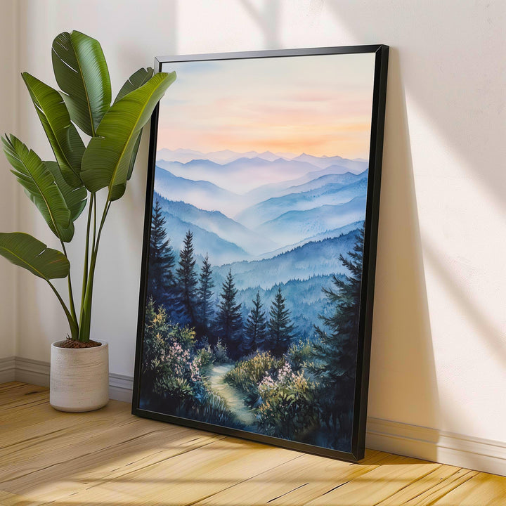 Smoky Mountains Watercolor Travel Poster