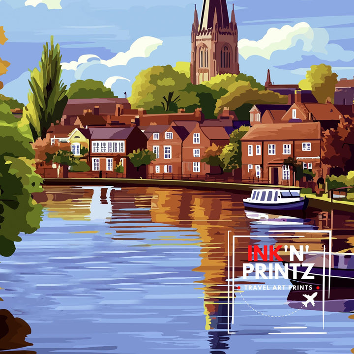 Abingdon Oxfordshire Travel Poster Historic Abingdon Art Poster Oxfordshire Landscape Poster Abingdon Town