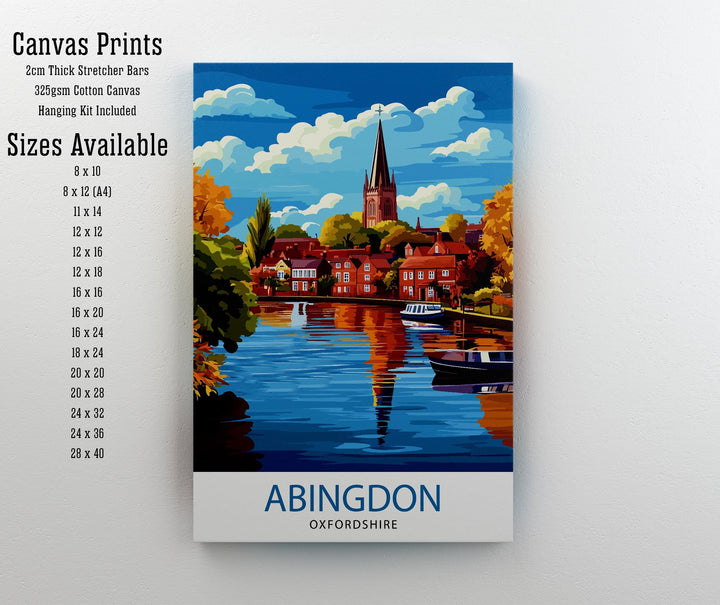 Abingdon Oxfordshire Travel Poster Historic Abingdon Art Poster Oxfordshire Landscape Poster Abingdon Town