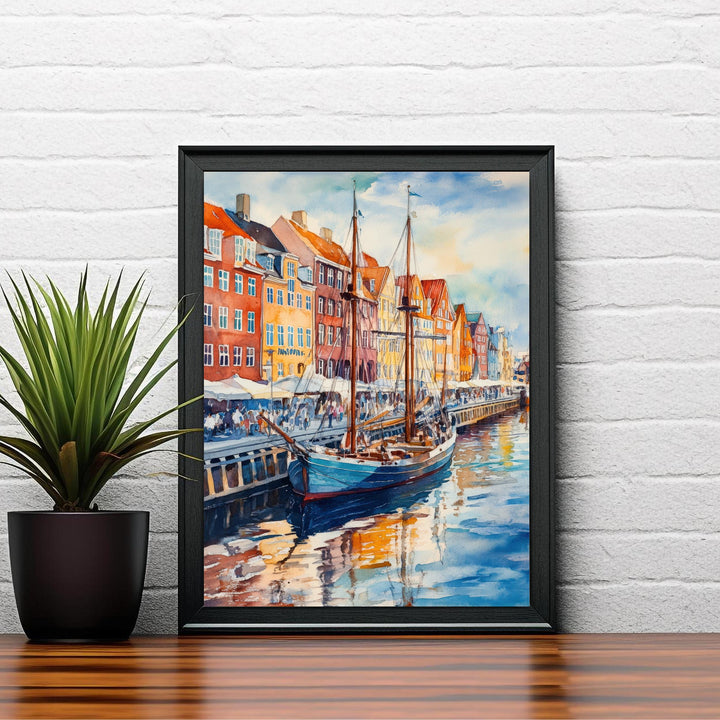 Copenhagen Watercolor Painting Danish City Art Copenhagen Skyline Poster Watercolor Cityscape Scenic Copenhagen