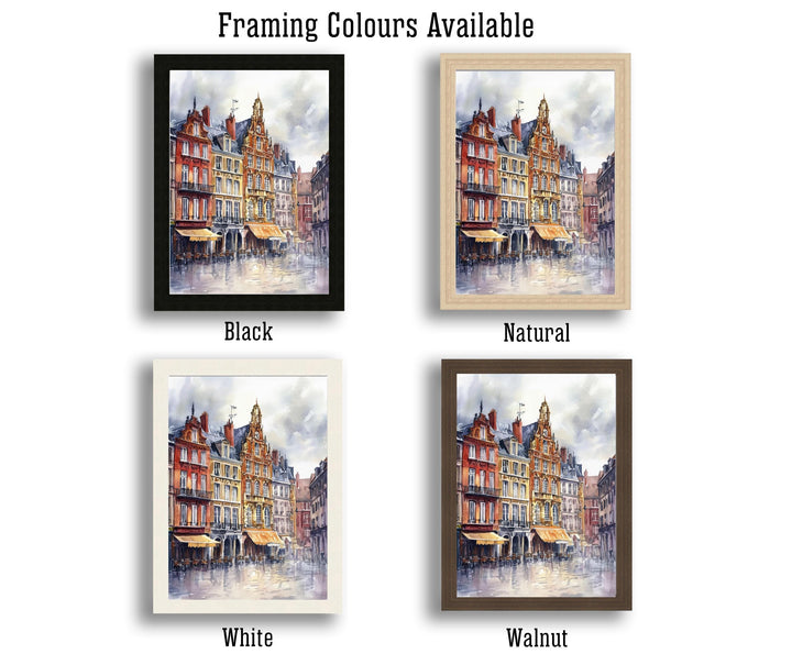 Lille Watercolor Painting French City Art Lille Poster Watercolor Cityscape Lille Skyline French Travel Decor Scenic Lille Wall Art