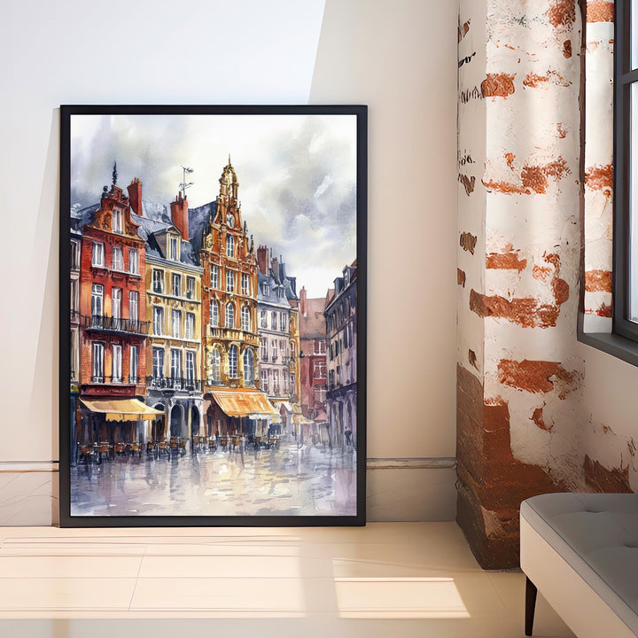 Lille Watercolor Painting French City Art Lille Poster Watercolor Cityscape Lille Skyline French Travel Decor Scenic Lille Wall Art