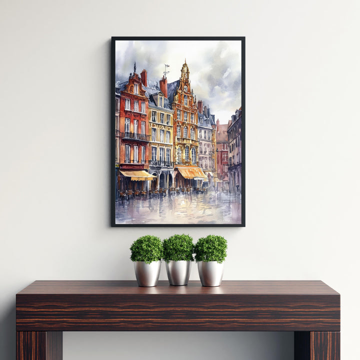 Lille Watercolor Painting French City Art Lille Poster Watercolor Cityscape Lille Skyline French Travel Decor Scenic Lille Wall Art
