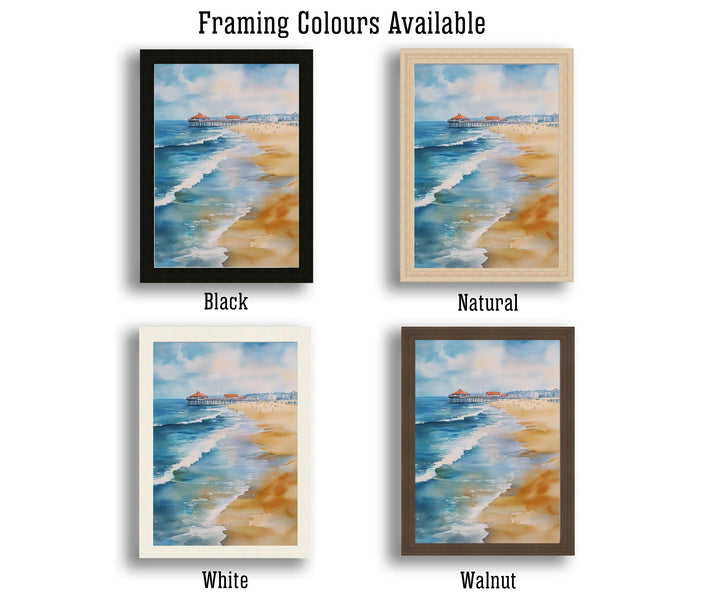 Huntington Beach Watercolor Painting California Beach Art Huntington Beach Poster Watercolor Coastal Landscape Surf Art Scenic Beach Decor