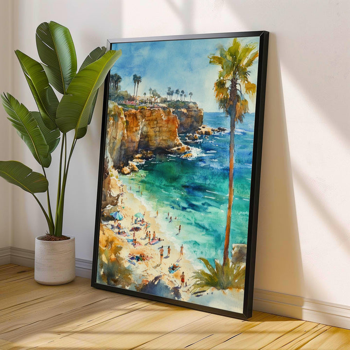 La Jolla Cove Watercolor Painting California Coastal Art La Jolla Poster Watercolor Seascape Beach Art Scenic La Jolla Cove Decor