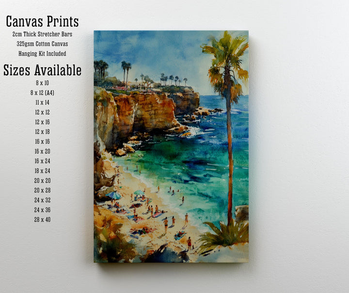 La Jolla Cove Watercolor Painting California Coastal Art La Jolla Poster Watercolor Seascape Beach Art Scenic La Jolla Cove Decor