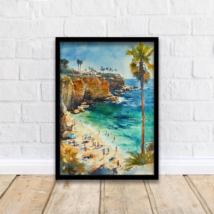 La Jolla Cove Watercolor Painting California Coastal Art La Jolla Poster Watercolor Seascape Beach Art Scenic La Jolla Cove Decor