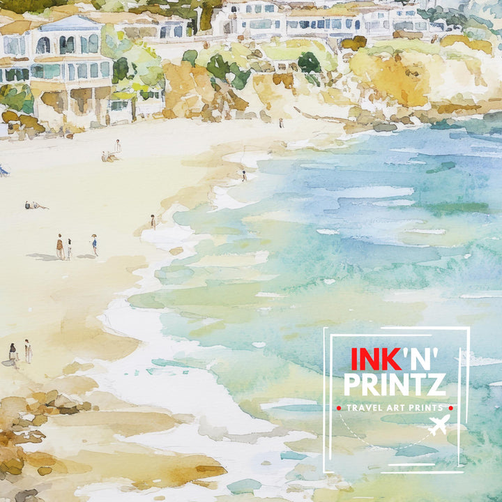 Laguna Beach Watercolor Painting California Coastal Art Laguna Beach Poster Watercolor Seascape Beach Art Scenic Laguna Beach Decor