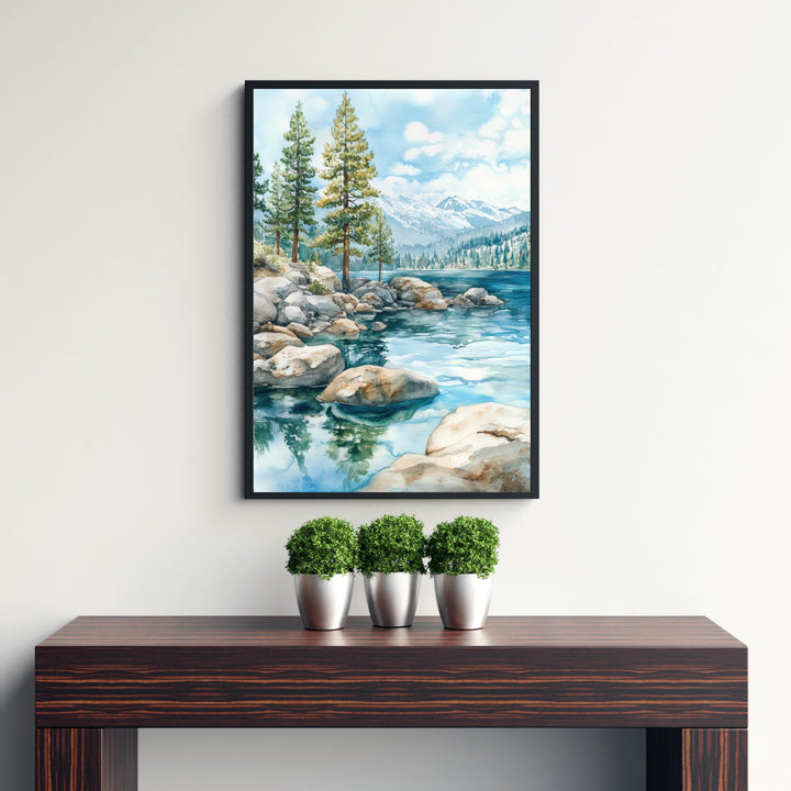 Lake Tahoe Watercolor Painting Lake Tahoe Landscape Art Watercolor Nature Poster Scenic Lake Tahoe Art Mountain Lake Decor