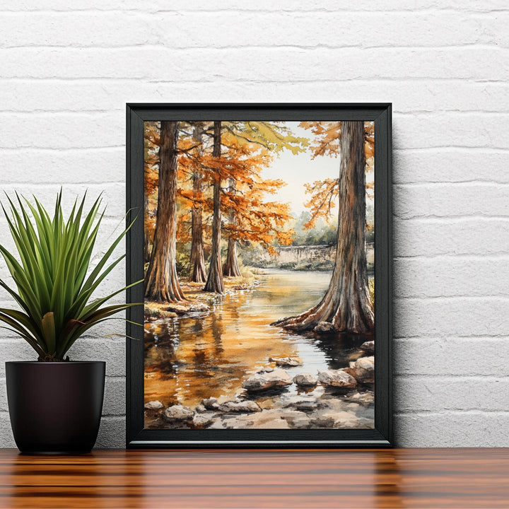 Texas Hill Country Watercolor Painting Texas Landscape Art Watercolor Hill Country Poster Scenic Texas Art Wildflower Decor