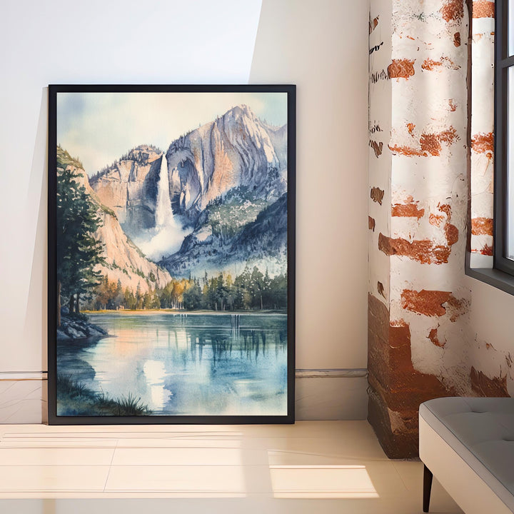 Yosemite National Park Watercolor Painting Yosemite Landscape Art Yosemite Falls Poster Watercolor Nature Art Scenic National Park Decor