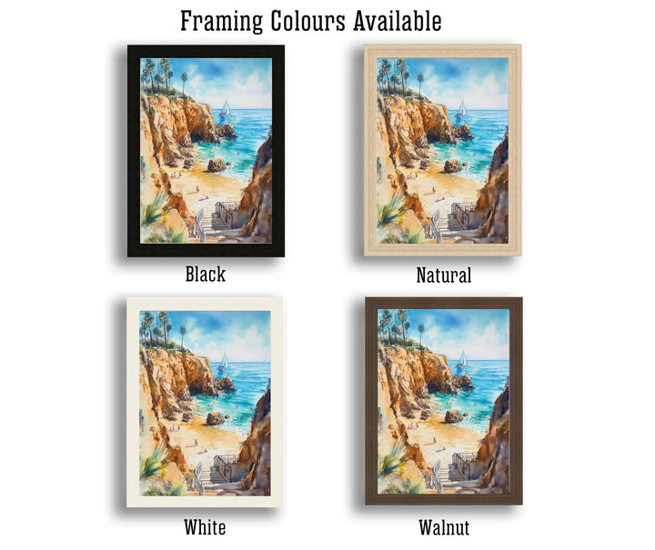 Orange County Watercolor Painting California Beach Art OC Poster Watercolor Seascape Coastal Art Scenic Orange County Decor