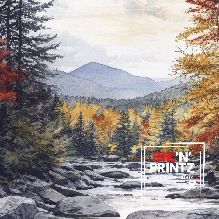 Adirondack Mountains Watercolor Painting Adirondack Landscape Art Watercolor Nature Poster Scenic Adirondacks Art Mountain Decor