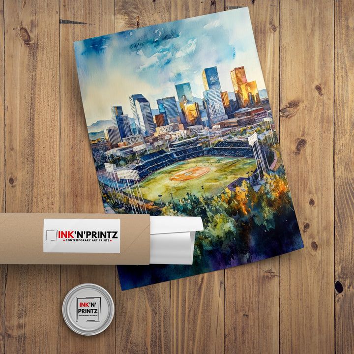 Denver Watercolor Painting Denver City Art Watercolor Landscape Denver Skyline Poster Urban Art Scenic Denver