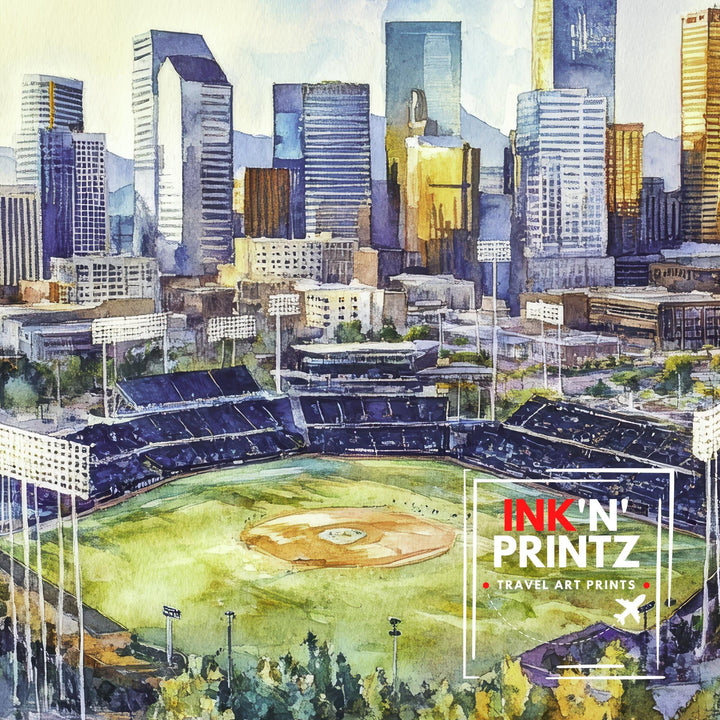 Denver Watercolor Painting Denver City Art Watercolor Landscape Denver Skyline Poster Urban Art Scenic Denver