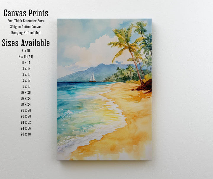 Maui Watercolor Painting Hawaiian Art Maui Landscape Poster Watercolor Seascape Tropical Art Scenic Maui