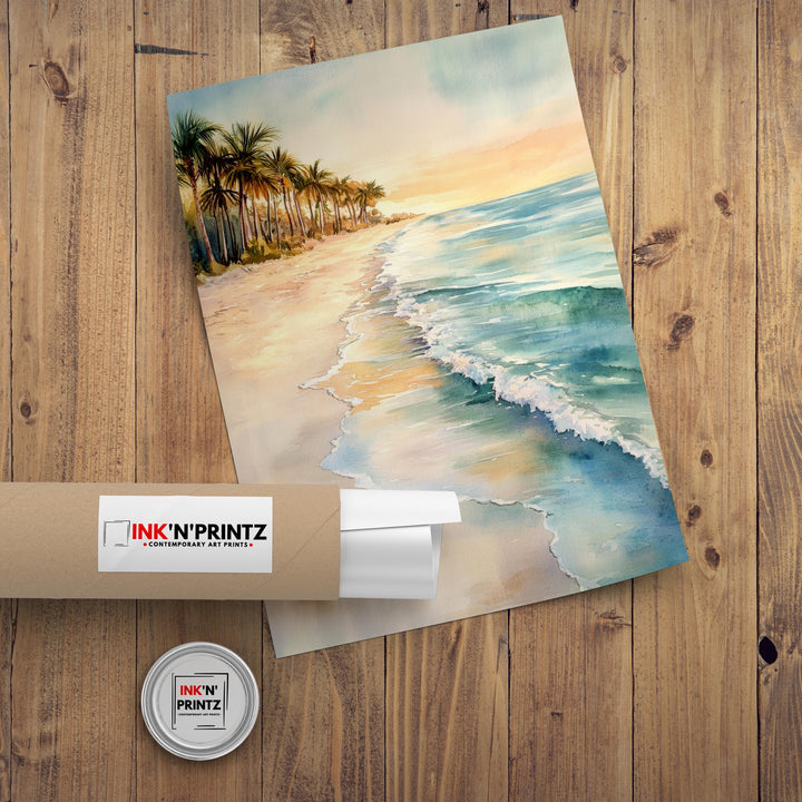 Marco Island Watercolor Painting Florida Beach Art Marco Island Poster Watercolor Seascape Tropical Art Scenic Marco Island Decor