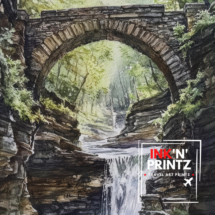 Finger Lakes Watercolor Painting New York Landscape Art Finger Lakes Poster Watercolor Nature Art Scenic Finger Lakes Decor