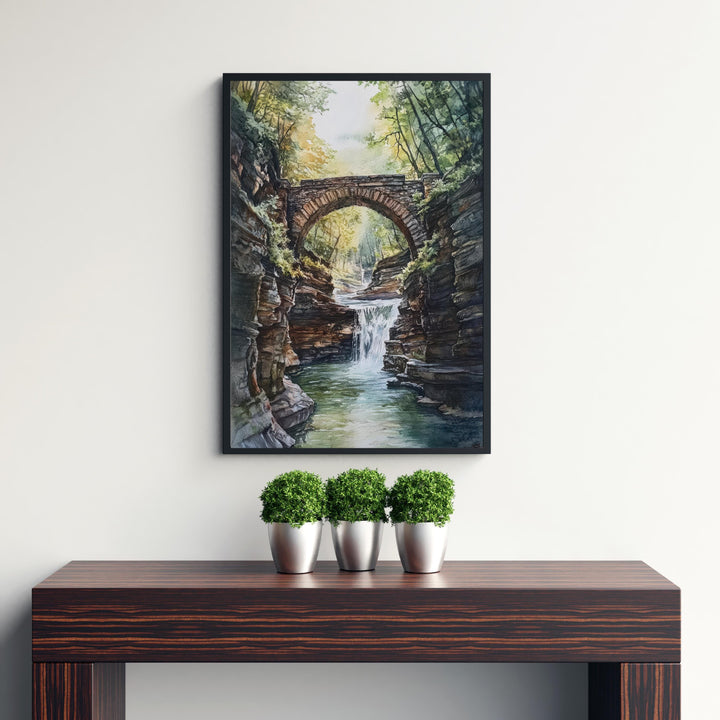 Finger Lakes Watercolor Painting New York Landscape Art Finger Lakes Poster Watercolor Nature Art Scenic Finger Lakes Decor