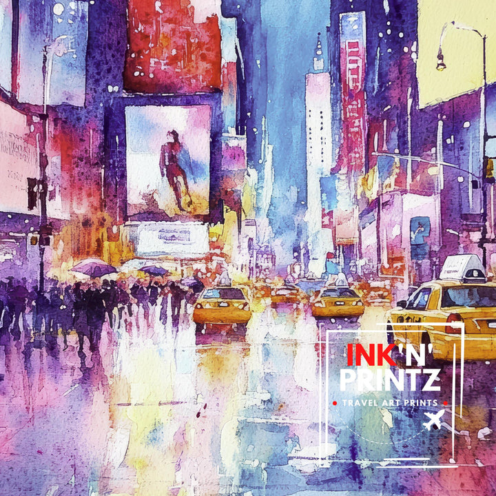 Broadway NY Watercolor Painting New York City Art Broadway Poster Watercolor Cityscape Scenic Broadway